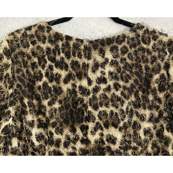 ALBERTO MAKALI Women Mini Dress Fuzzy Long Sleeve Animal Cowl Sz L Brown 46-27 - Picture 8 of 15